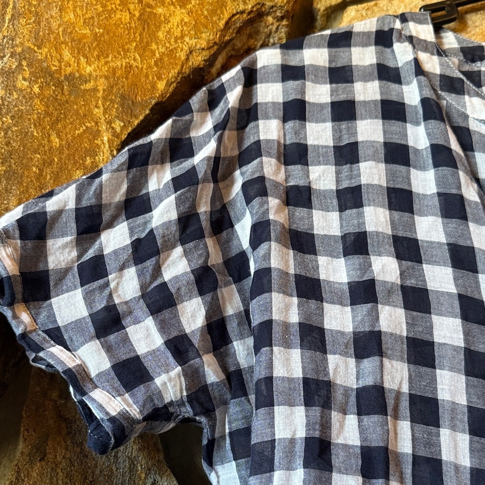 LOFT Navy and White Checkered Top - Picture 4 of 5